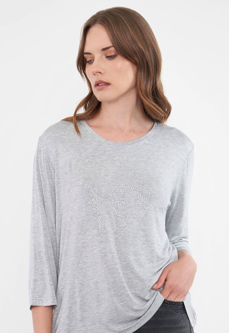 Polera Mujer Manga Larga Gris Melange Corona-2