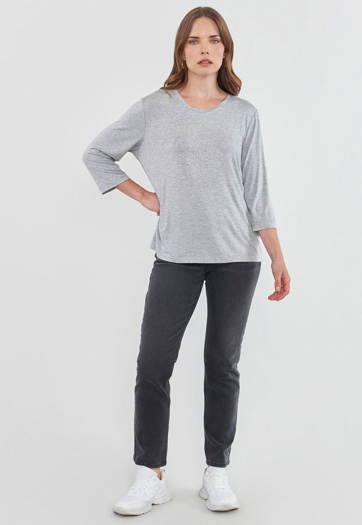 Polera Mujer Manga Larga Gris Melange Corona-3