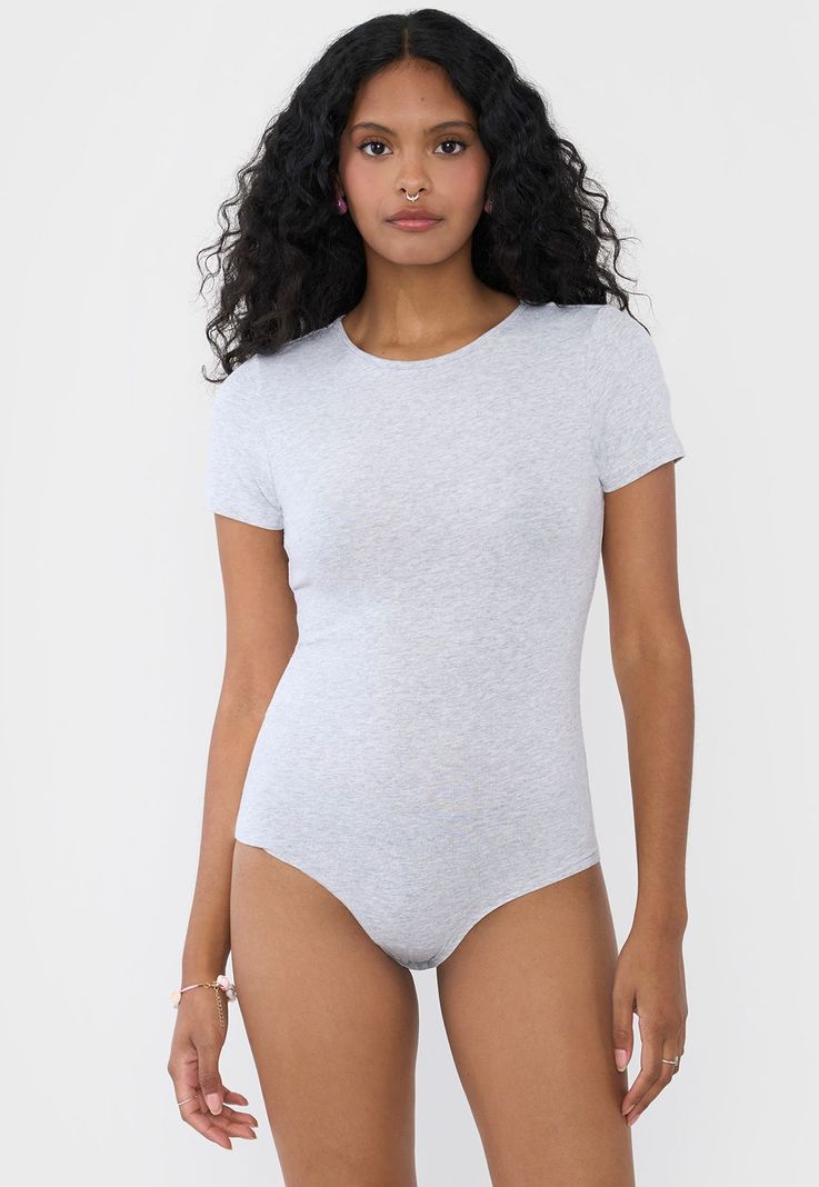 Body Mujer M/C Cuello Redondo Gris Corona-2