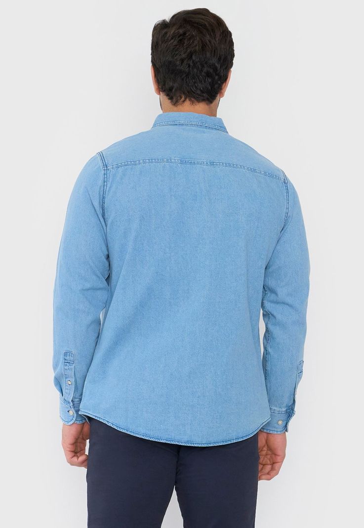 Camisa Hombre Denim Azul Corona-1