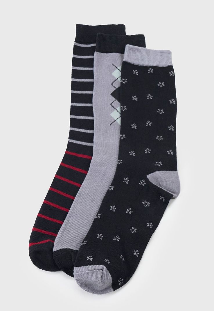 Calcetines Hombbre Tripack Mix Gris/Navy Corona-0