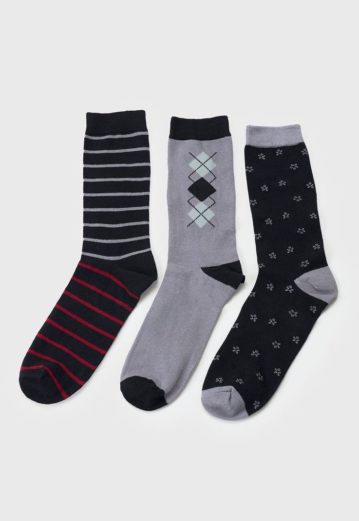 Calcetines Hombbre Tripack Mix Gris/Navy Corona-2