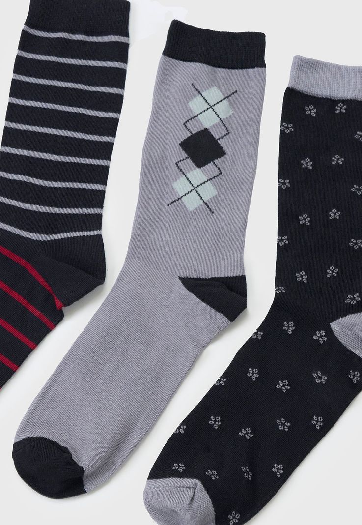 Calcetines Hombbre Tripack Mix Gris/Navy Corona-3
