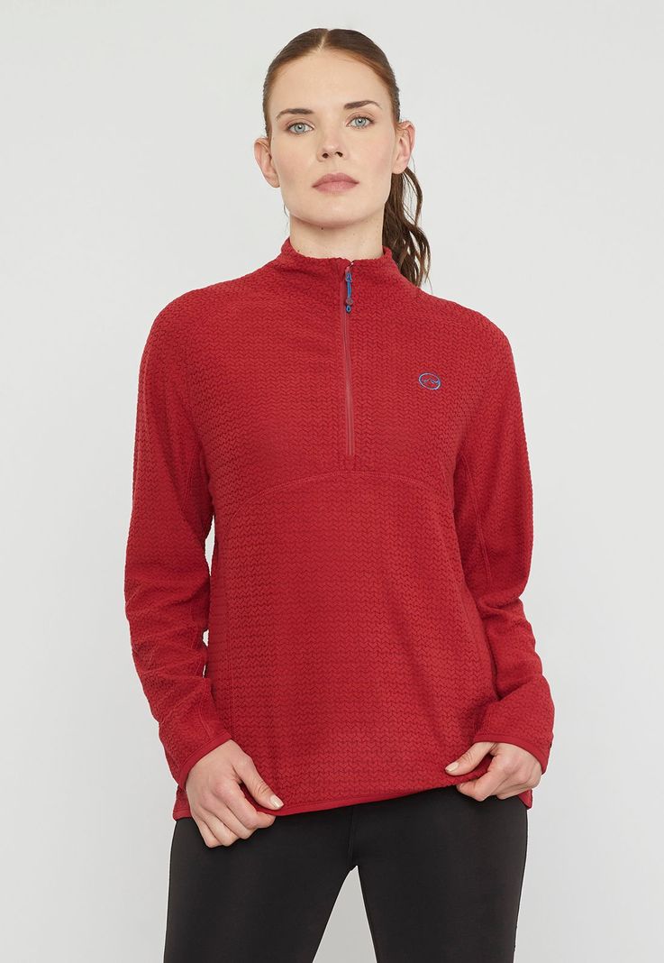 Polerón Outdoor Mujer Waffle Poliéster Reciclado Burdeo  - Corona-0