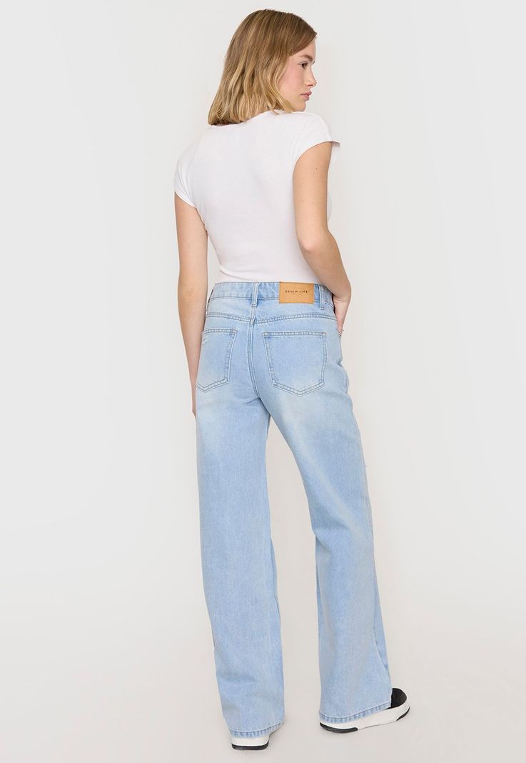 Jeans Mujer Roturas Wide Azul Claro Corona-2