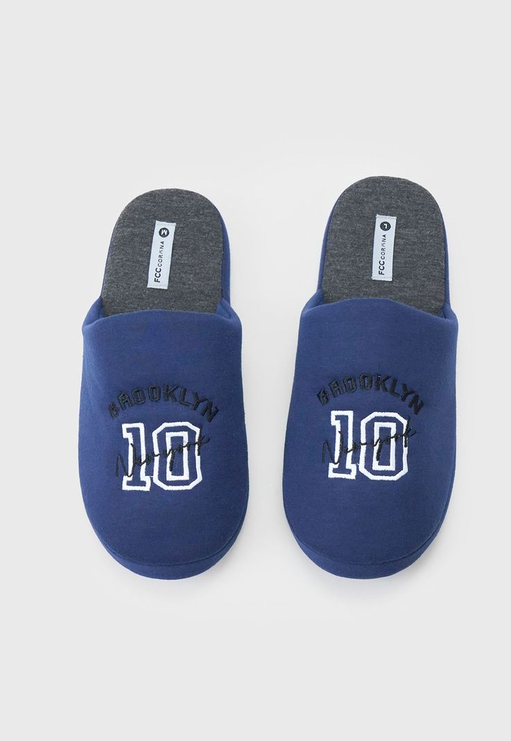 Pantuflas Hombre Print Azul Corona-2