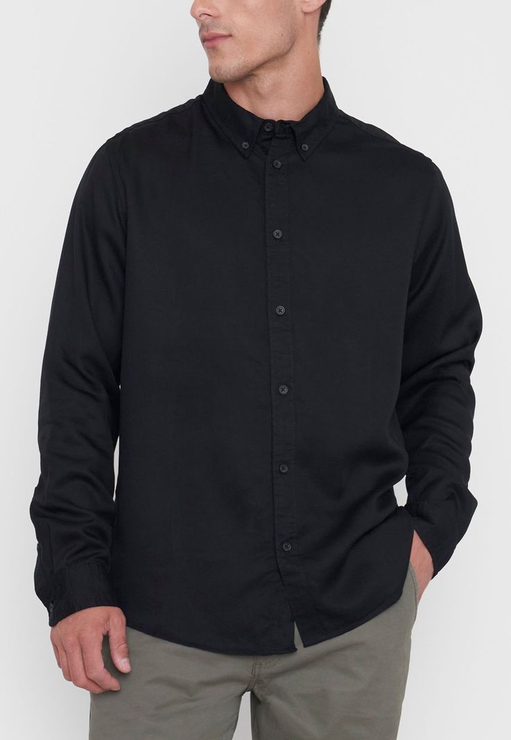Camisa Hombre Liviana Negro Corona-2