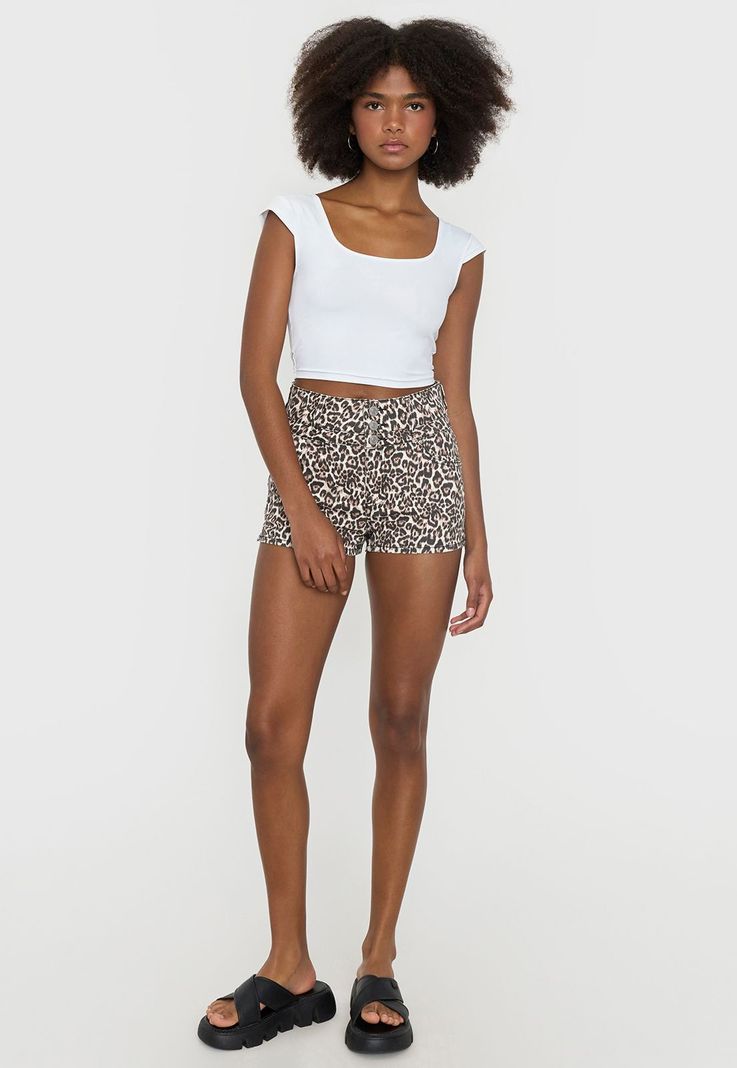 Short Mujer Full Animal Print Café Corona-0