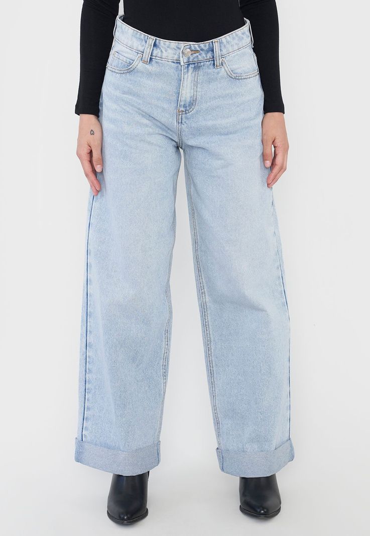 Jeans Mujer Wide Leg Fit Full Length Azul Claro Corona-1