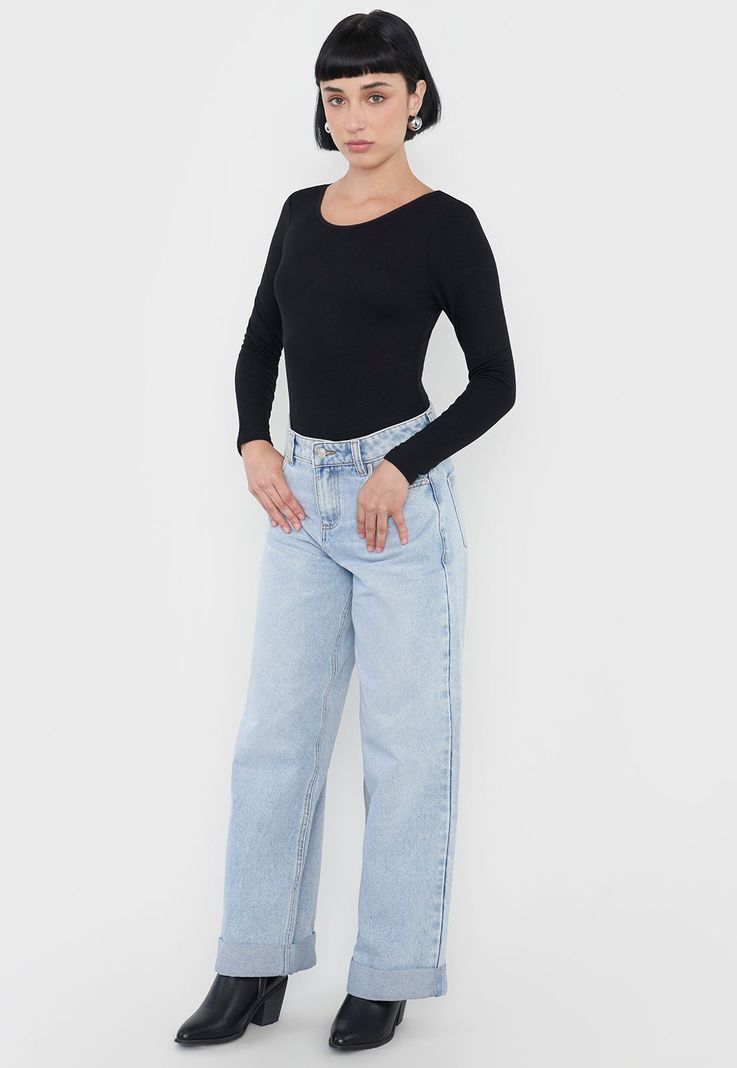 Jeans Mujer Wide Leg Fit Full Length Azul Claro Corona-3