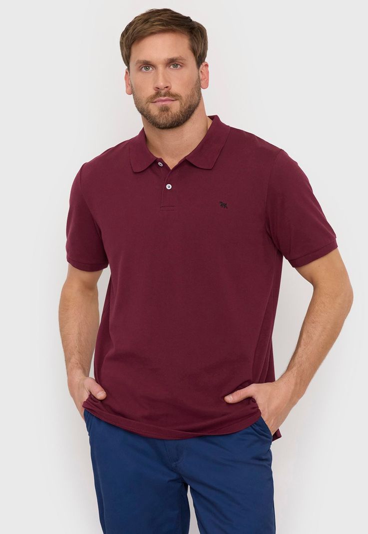 Polera Hombre Lisa Piqué Burdeo Corona-0