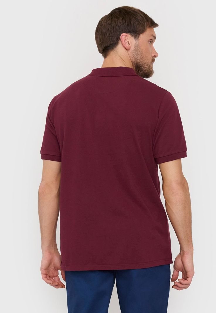 Polera Hombre Lisa Piqué Burdeo Corona-1