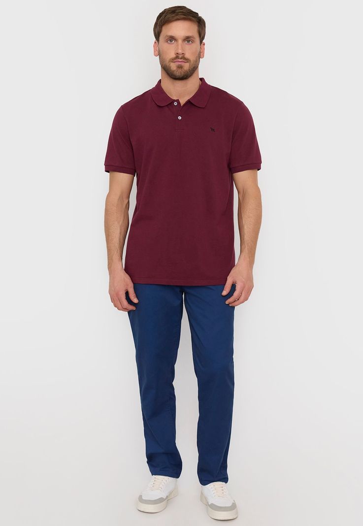 Polera Hombre Lisa Piqué Burdeo Corona-3