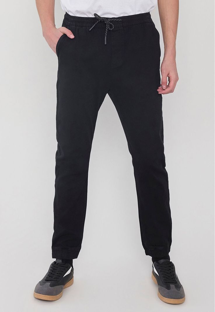 Pantalón Hombre Twill Jogger Fit Negro Corona-1