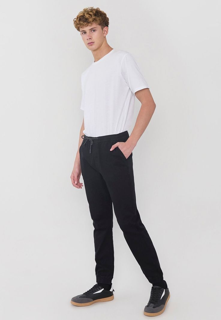 Pantalón Hombre Twill Jogger Fit Negro Corona-3