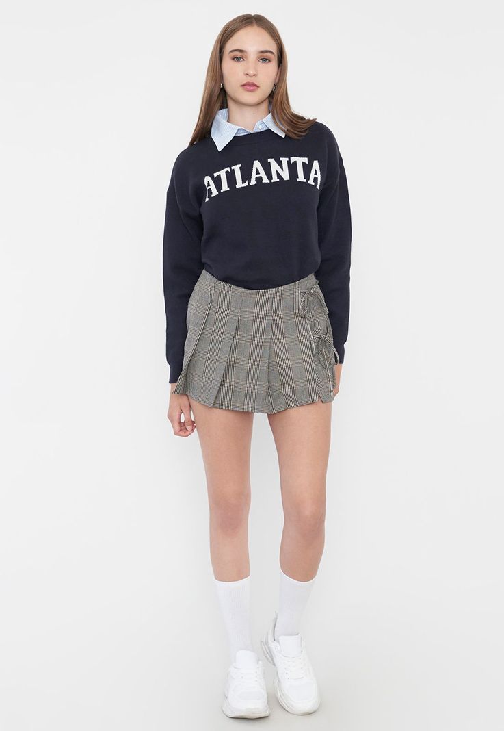 Falda Mujer Short Tableada Negro Checks Corona-0