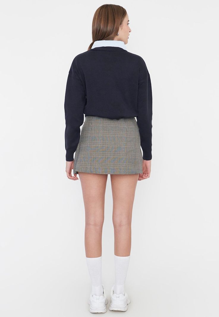 Falda Mujer Short Tableada Negro Checks Corona-2