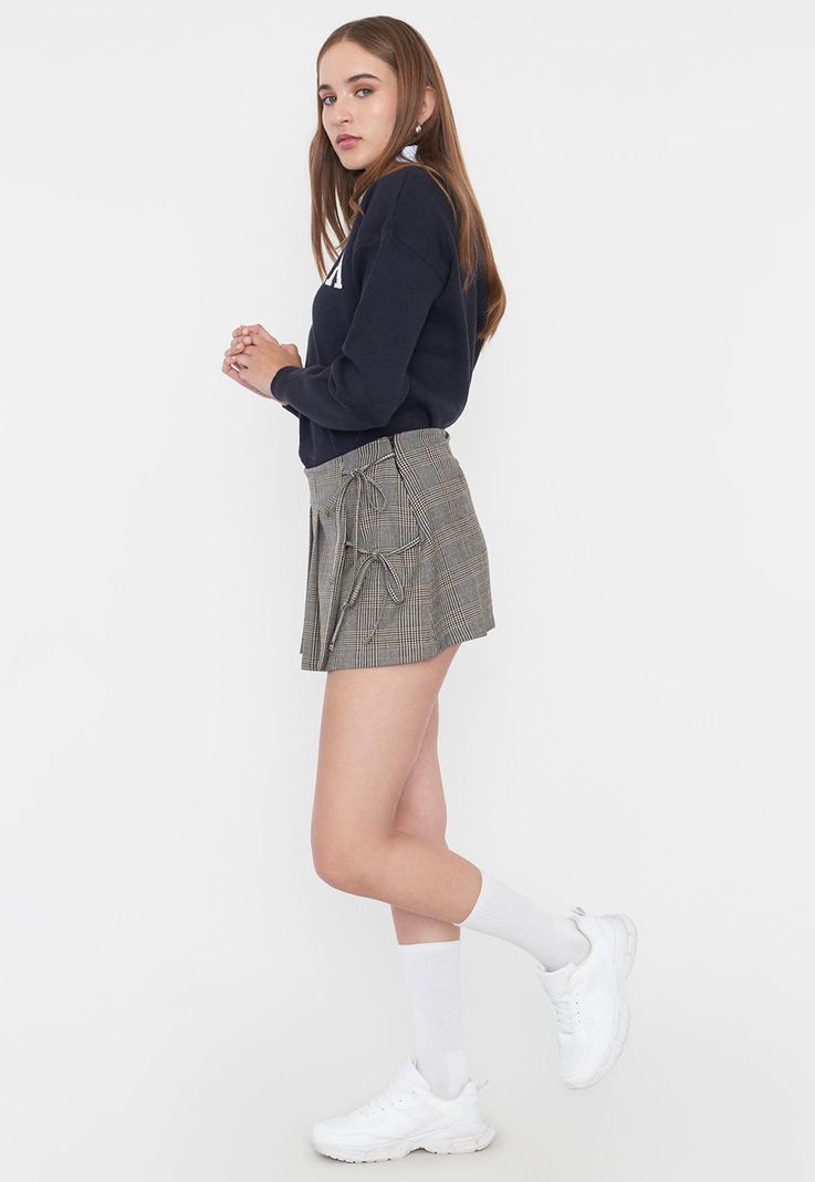 Falda Mujer Short Tableada Negro Checks Corona-3