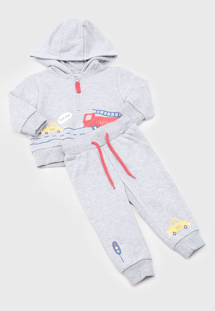 Conjunto Bebe Niño Hoodie Gris Melange Corona-0