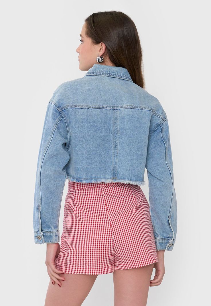 Chaqueta Mujer Denim Crop Azul Claro Corona-1