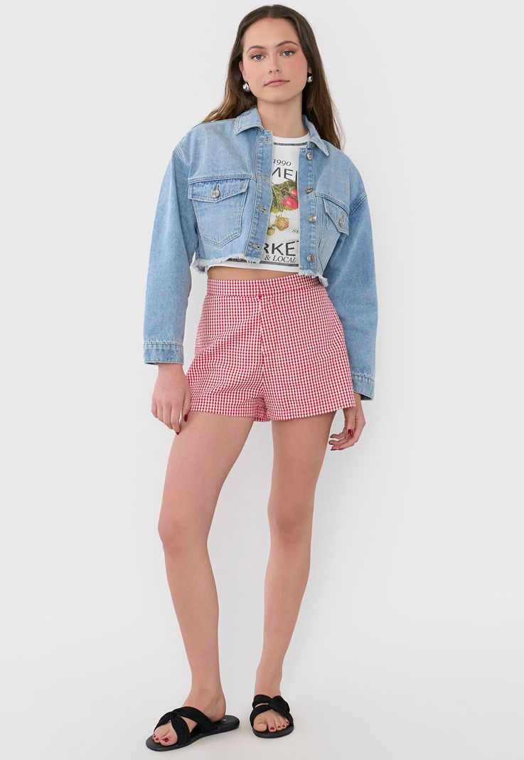 Chaqueta Mujer Denim Crop Azul Claro Corona-3