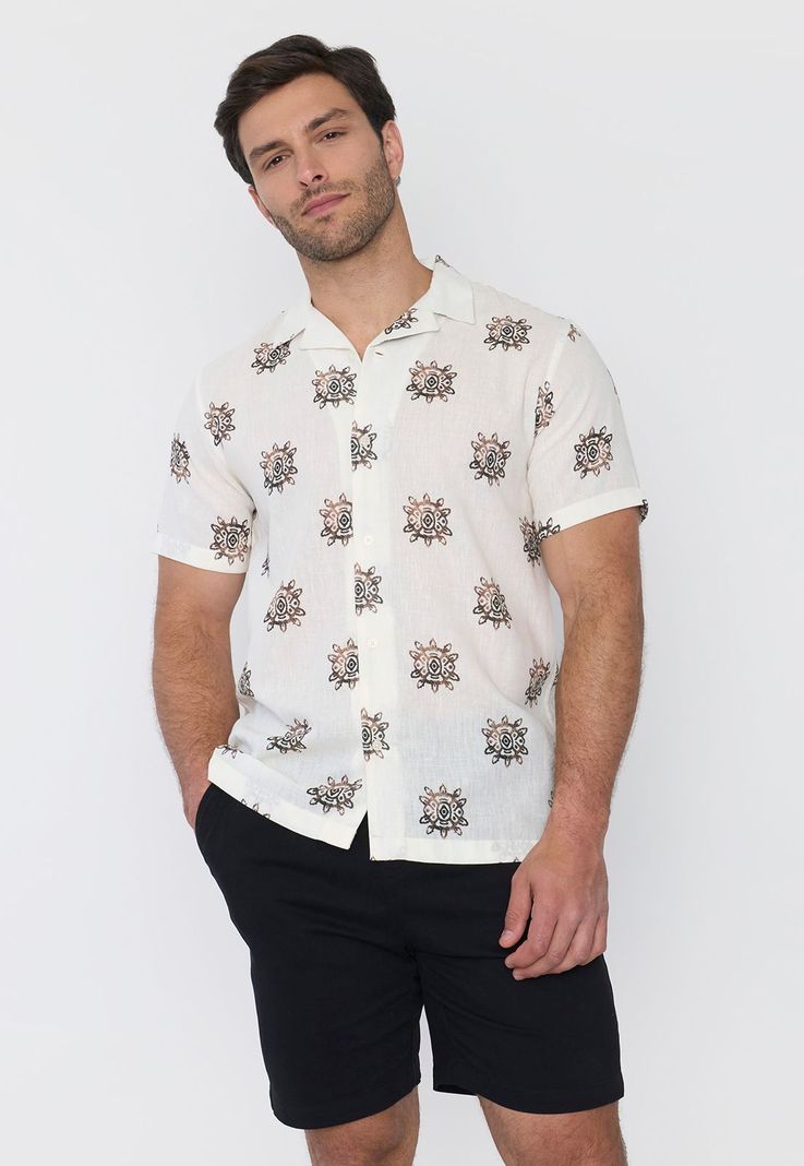Camisa Hombre Liviana Print Blanco Corona-0