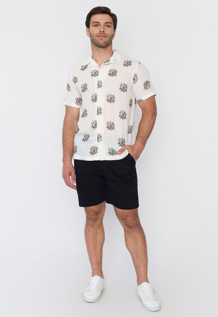 Camisa Hombre Liviana Print Blanco Corona-3