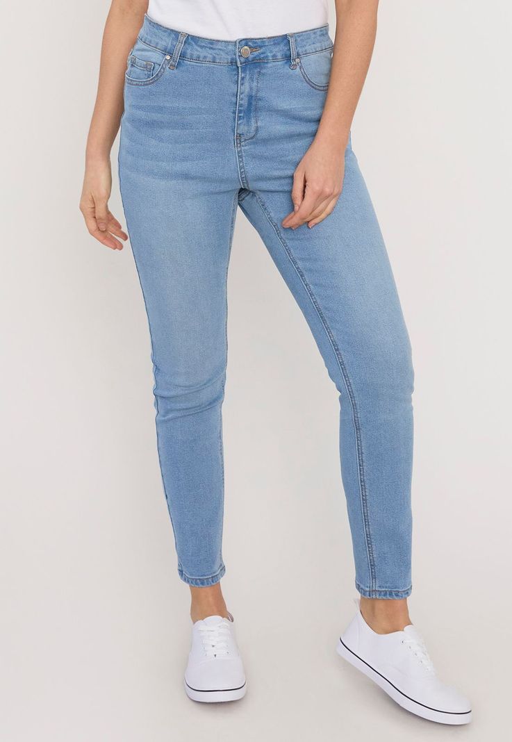 Jeans Mujer Skinny 1 Botón Azul Claro Corona-1