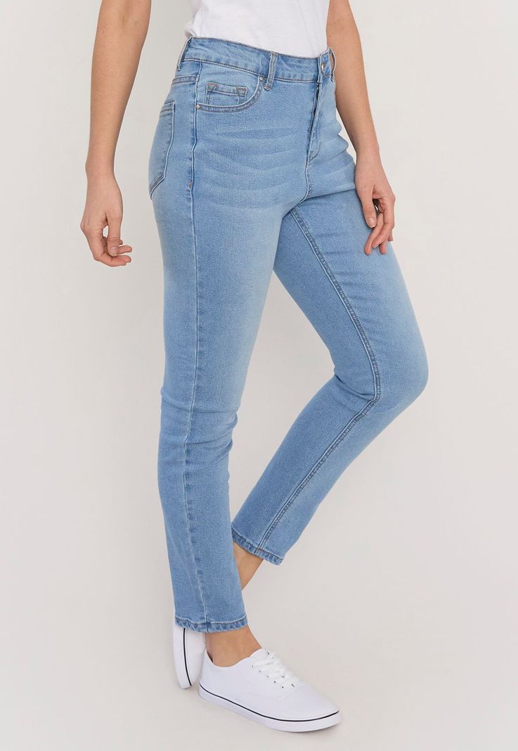Jeans Mujer Skinny 1 Botón Azul Claro Corona-3