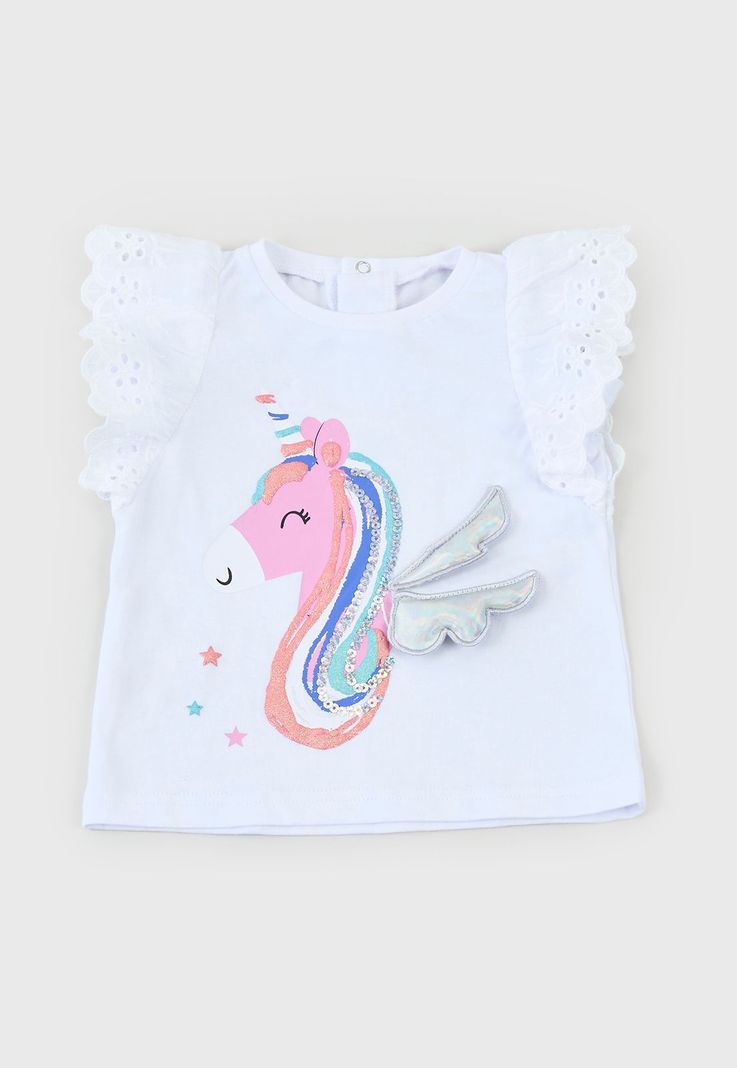 Polera Bebe Niña Interactiva Broderie Blanco Corona-0