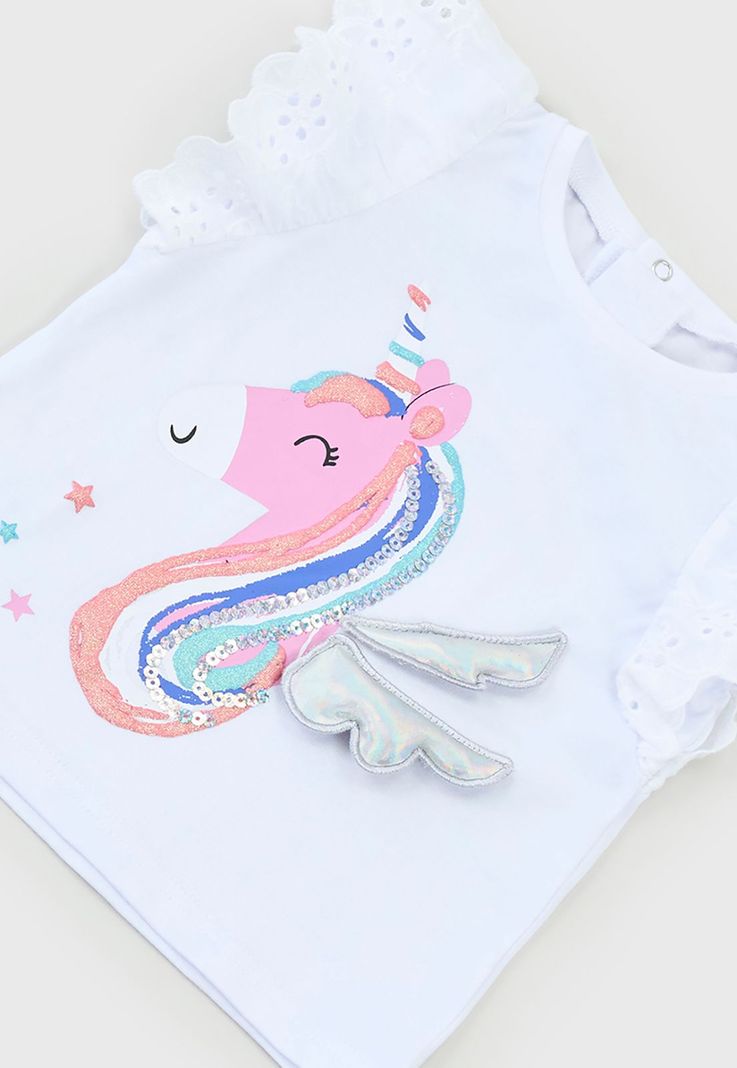Polera Bebe Niña Interactiva Broderie Blanco Corona-2