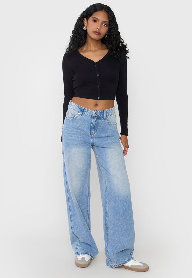 Jeans Mujer Wide Leg Fit Azul Claro Corona-0