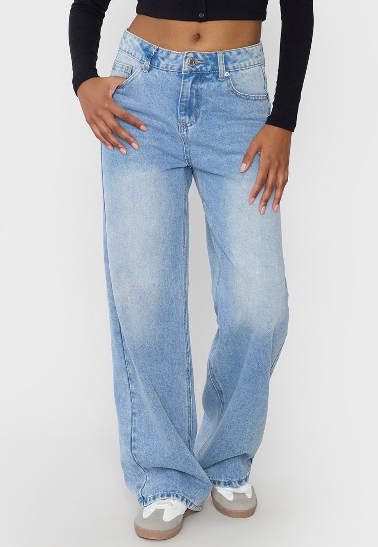 Jeans Mujer Wide Leg Fit Azul Claro Corona-1