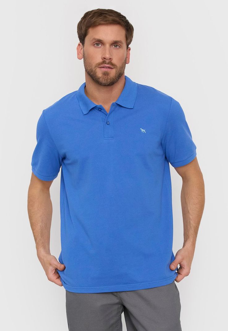Polera Hombre Lisa Piqué Azul Corona-1