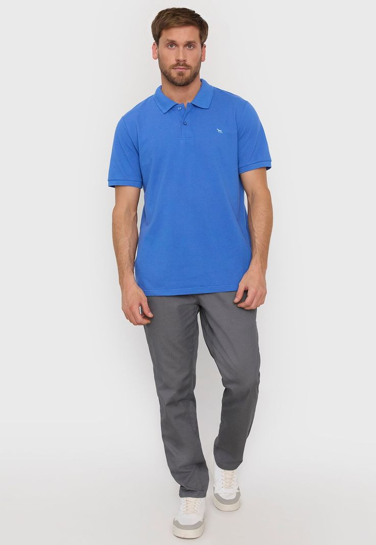 Polera Hombre Lisa Piqué Azul Corona-3
