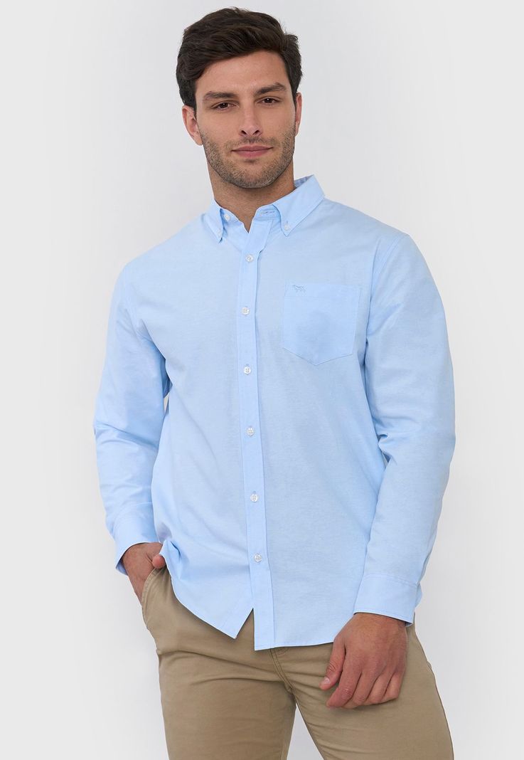 Camisa Hombre Oxford Color Celeste Corona-0