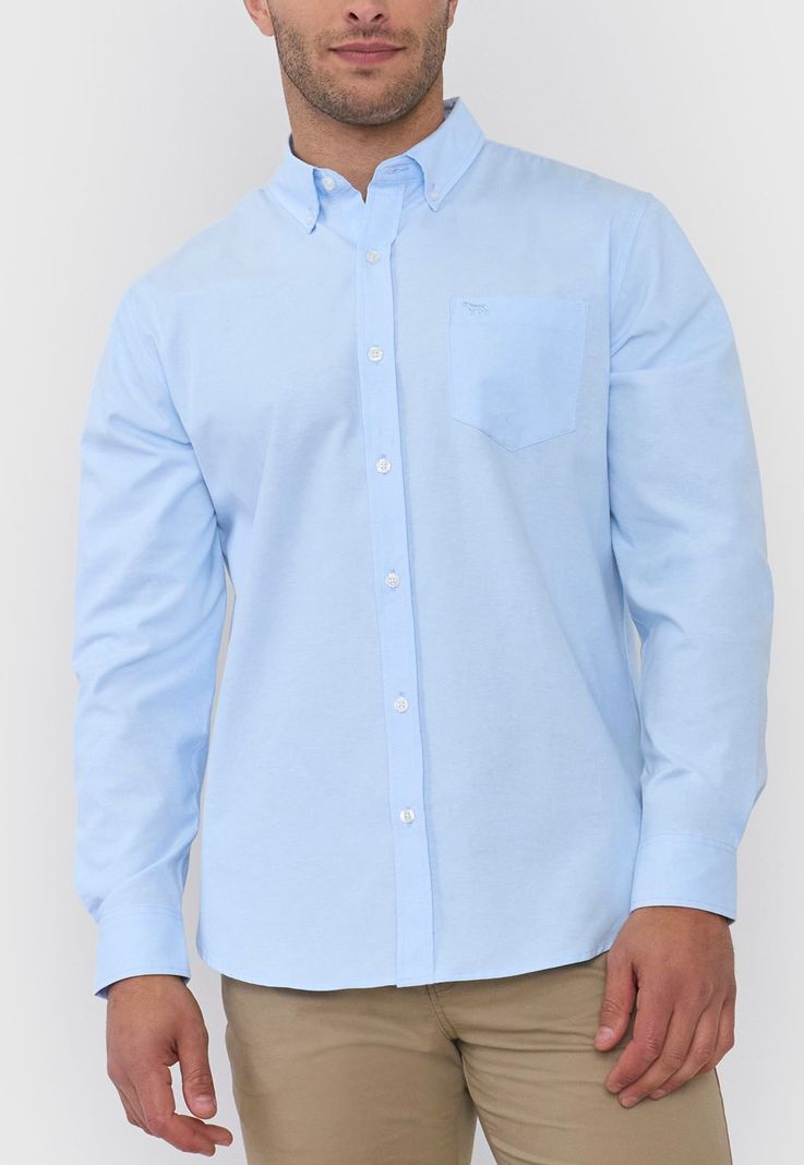 Camisa Hombre Oxford Color Celeste Corona-2