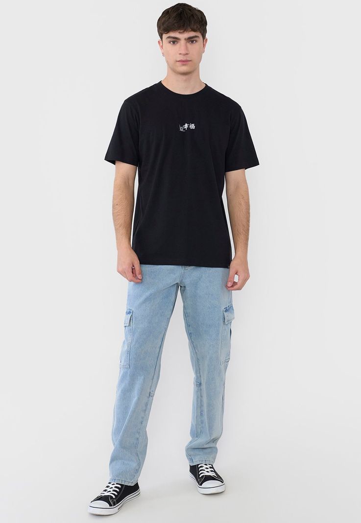 Polera Hombre Asiática Fun Color Negro Corona-3