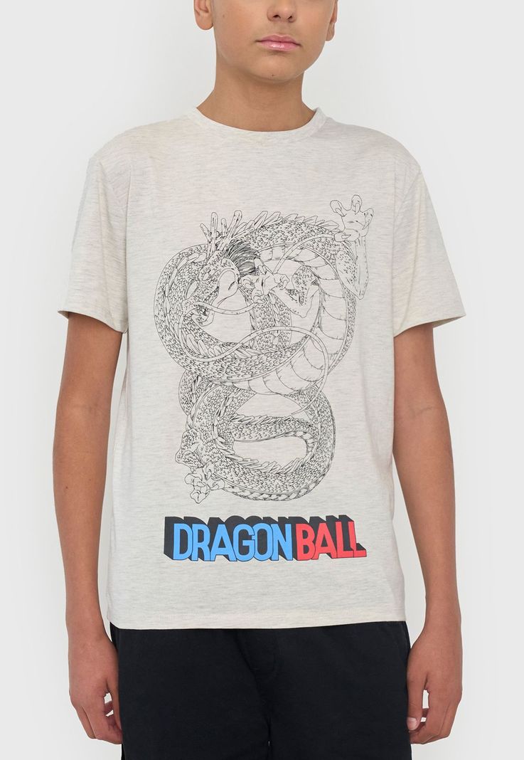 Polera Niño Teen Manga Corta Dragon Ball Gris Corona-2