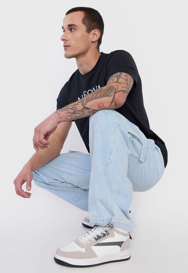 Jeans Hombre Parachute Fit Cargo Azul Claro Corona-0