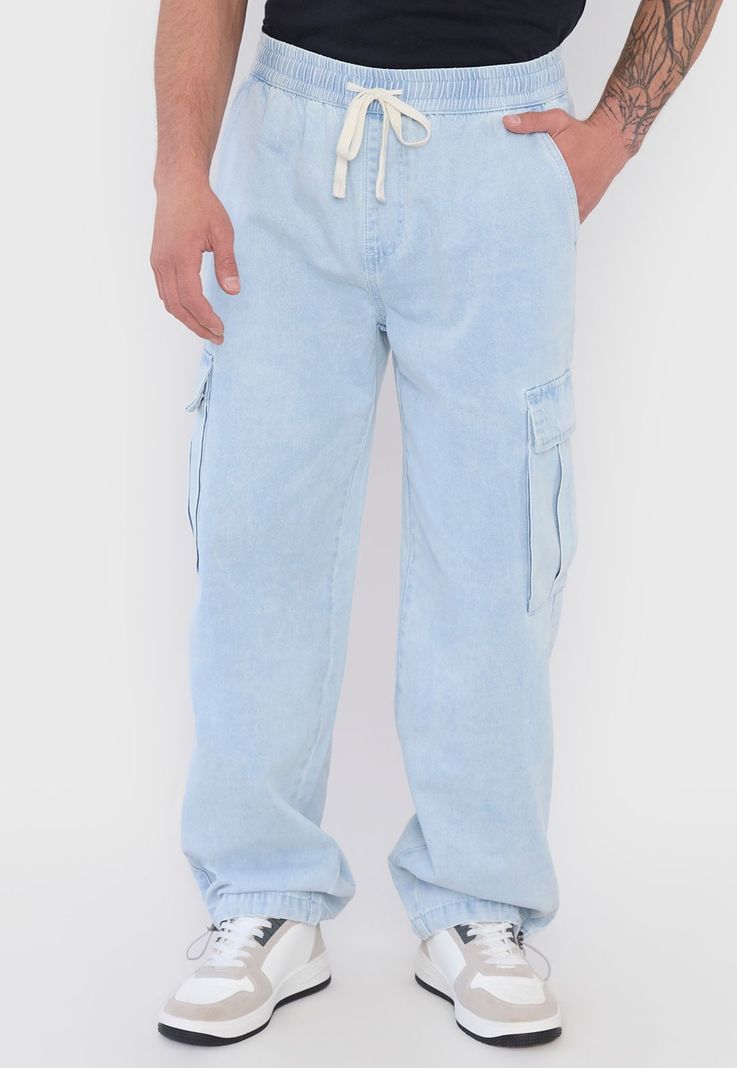 Jeans Hombre Parachute Fit Cargo Azul Claro Corona-1