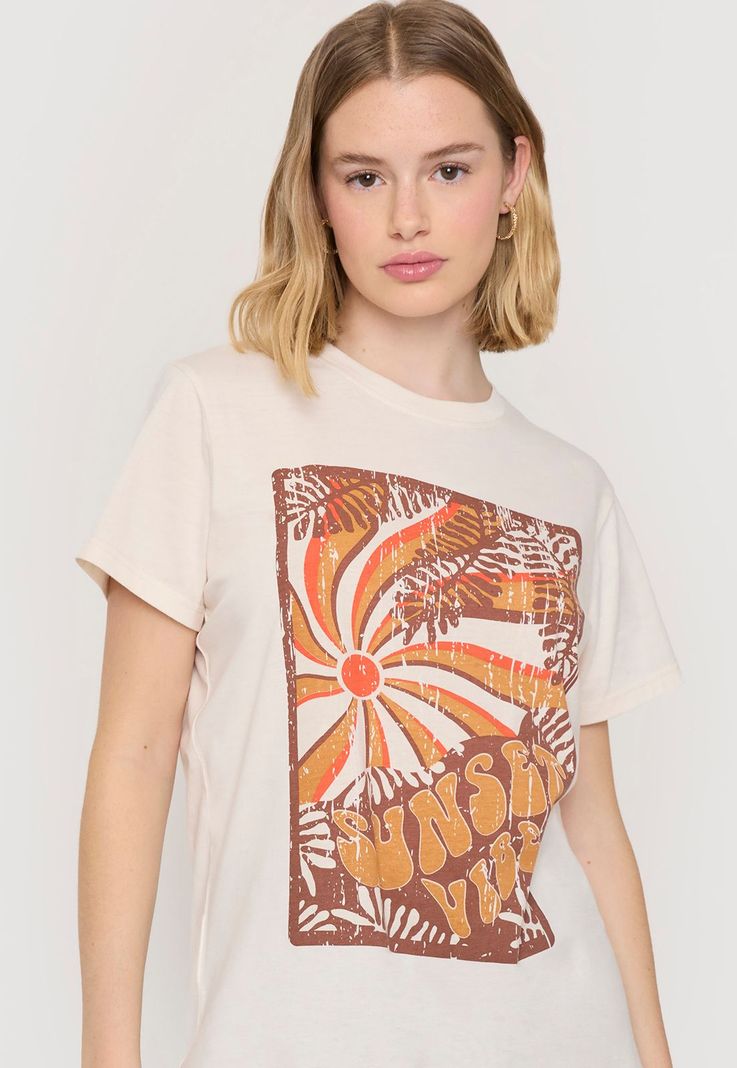 Polera Fun Mujer Beige Oversize Corona-2