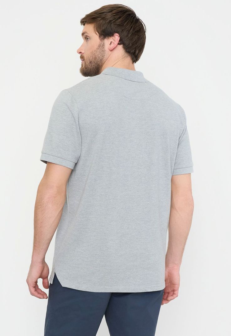 Polera Hombre Lisa Piqué Gris M/C Corona-1