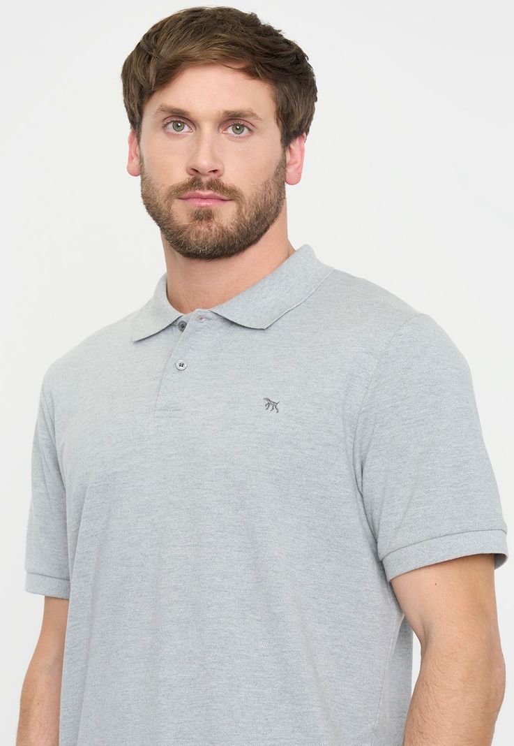 Polera Hombre Lisa Piqué Gris M/C Corona-2
