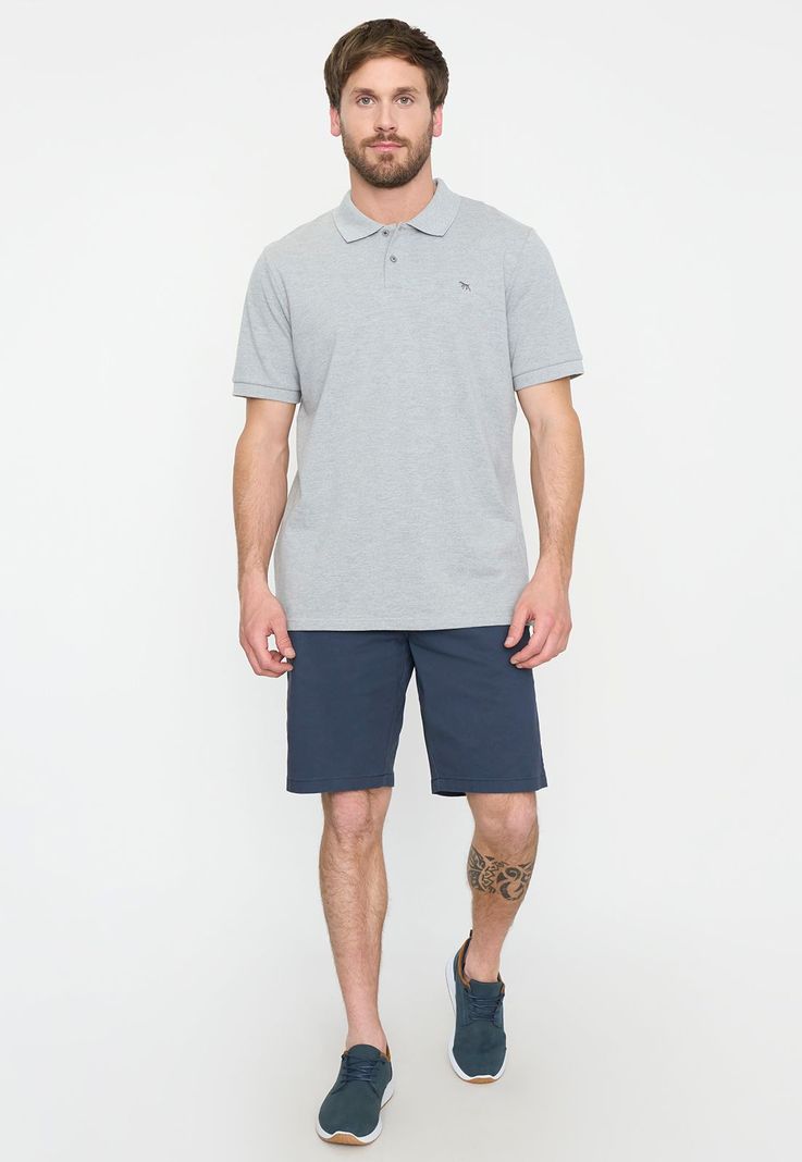 Polera Hombre Lisa Piqué Gris M/C Corona-3