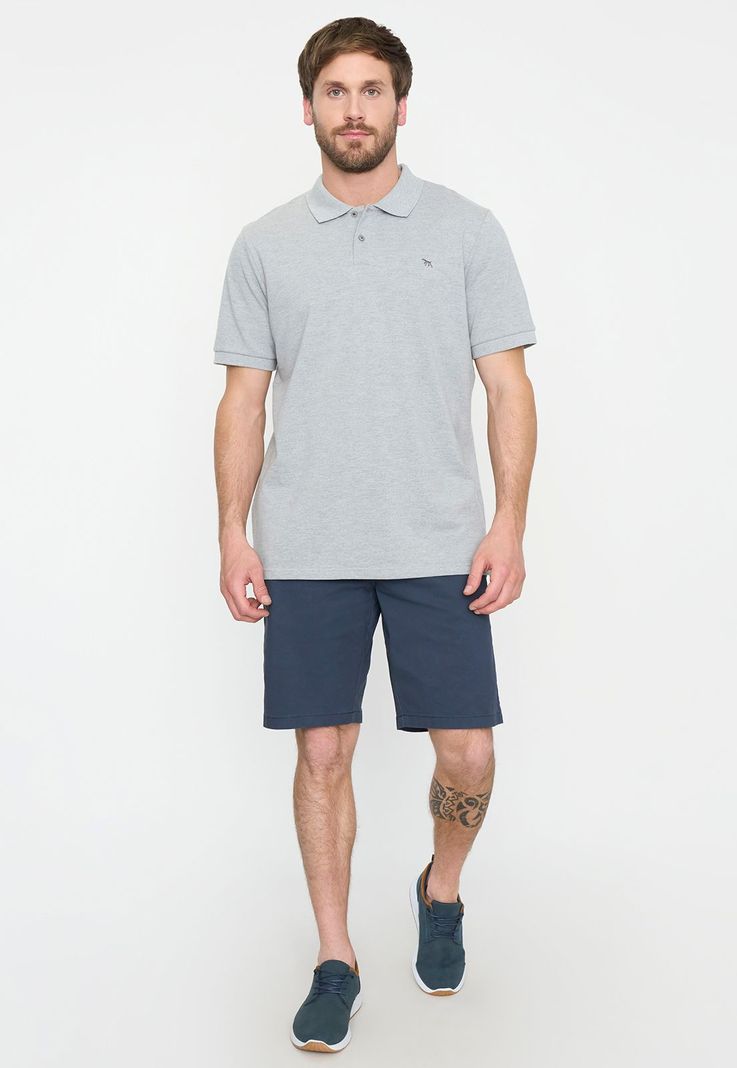 Polera Hombre Lisa Piqué Gris M/C Corona-5