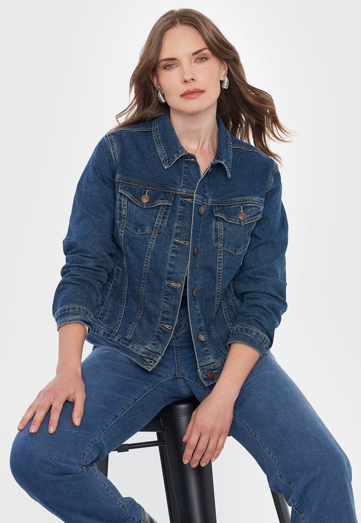 Chaqueta Denim Mujer Azul Medio Corona-0