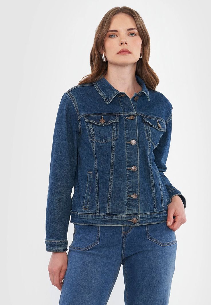 Chaqueta Denim Mujer Azul Medio Corona-1
