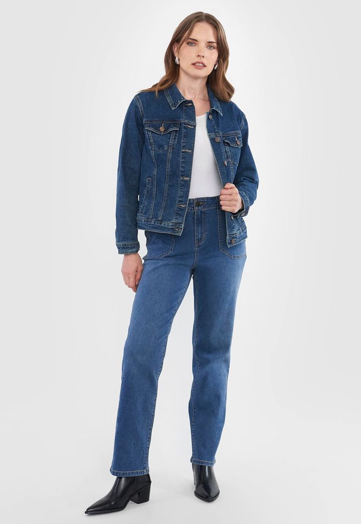Chaqueta Denim Mujer Azul Medio Corona-3