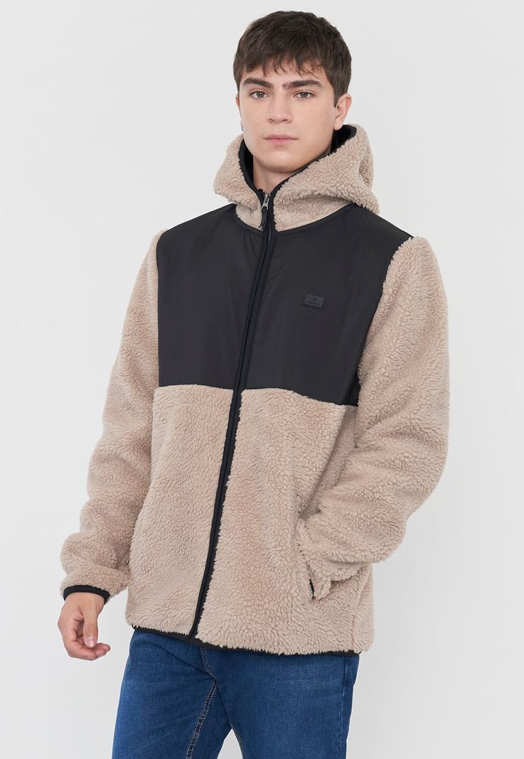 Casaca Hombre Sherpa Hoodie Ecru Corona-0